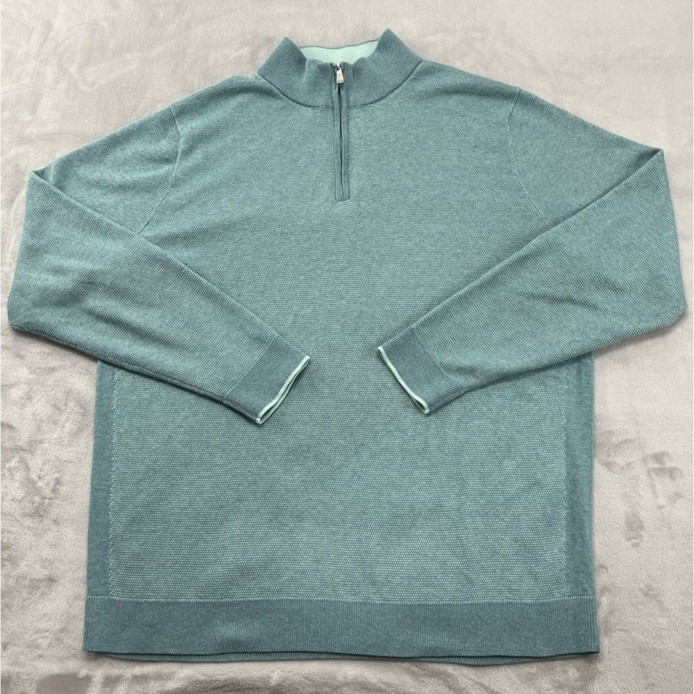 Tommy Bahama Sweater Men XL Green Half  Zip Coolside Island Zone Pullover Preppy